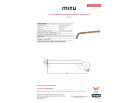 Specification Sheet - Mizu Drift Wall Straight Shower Arm Only Brushed Bronze