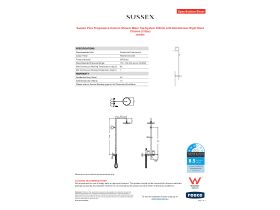 Specification Sheet - Sussex Pure Progressive Column Shower Mixer Tap System 250mm with Handshower Right Hand Chrome (3 Star)