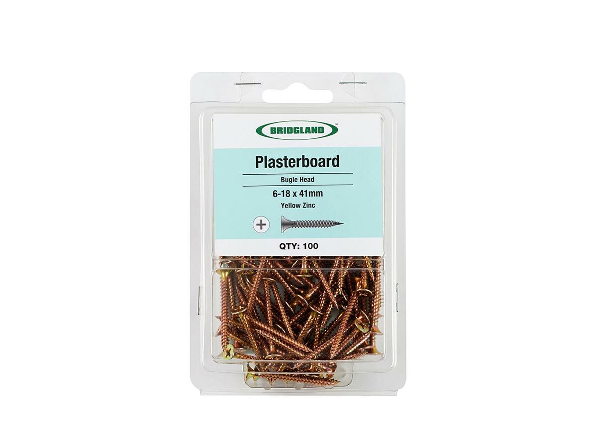 Bridgland Bugle Screw Plasterboard Yellow Zinc 6-18 x 41mm (100)