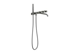 Hero - Faucet Strommen Vara Fin Wall Bath Tap Set with Handshower Kit Brushed Graphite (3 Star) Lead Free