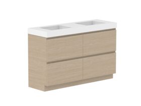 Supporting Image - Posh Domaine All-Drawer Twin 1500mm Floor Mounted Vanity Unit Double Bowl 90mm Top