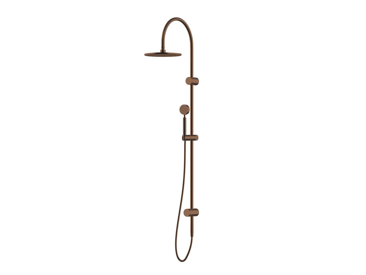 Sussex Pure Twin Rail Shower 250mm Curved with Top or Bottom Rail Water Inlet PVD Brushed Bronze (3 Star)