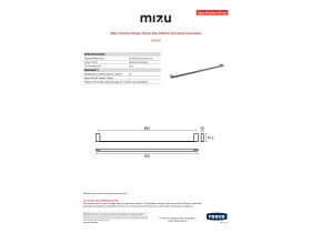 Specification Sheet - Mizu Soothe Single Towel Rail 900mm Brushed Gunmetal
