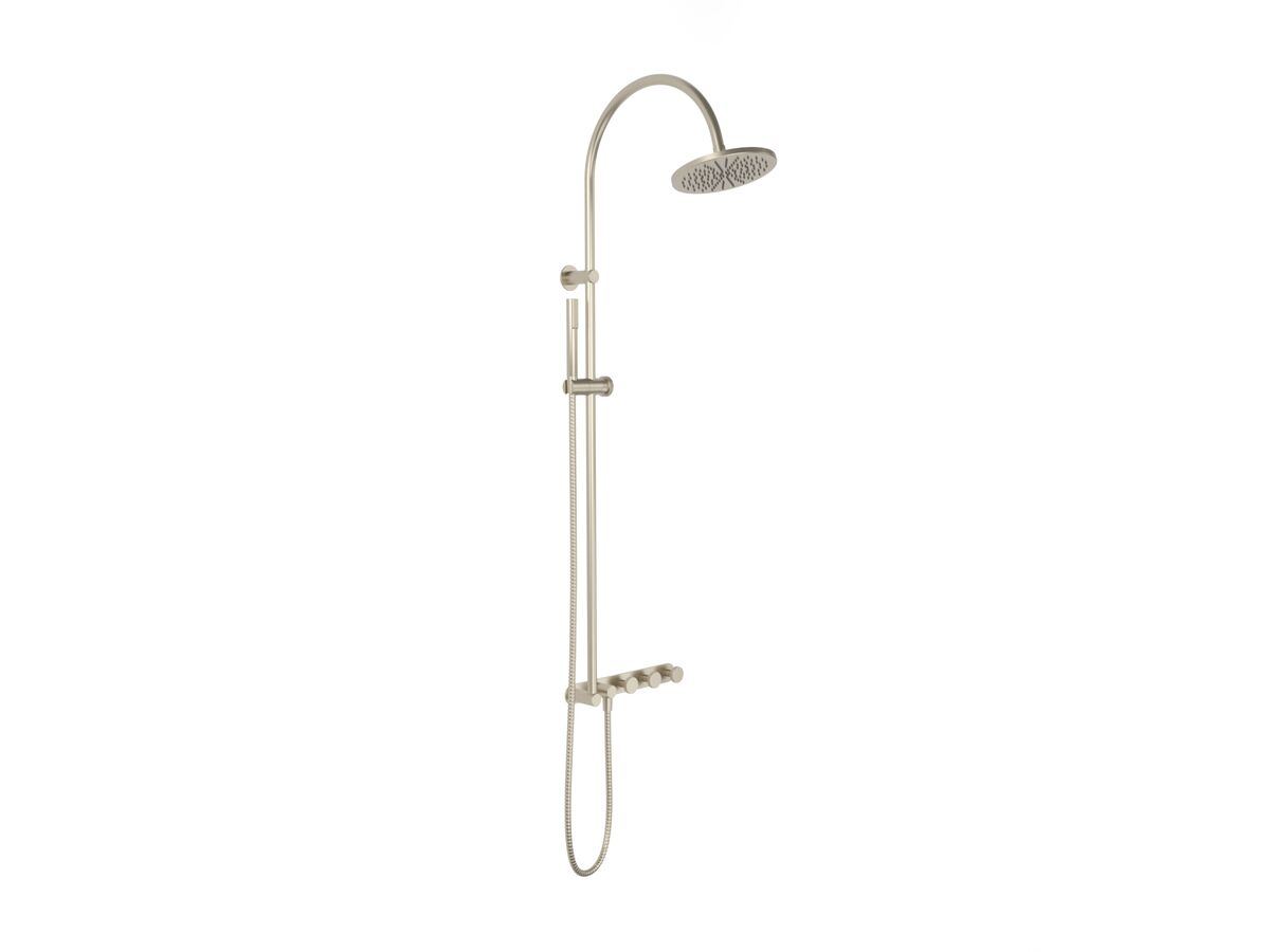 Hero - Faucet Strommen Vara Disc Wall Set with Twin Rail Shower Tap System Kit Brushed Nickel (3 Star) Lead Free