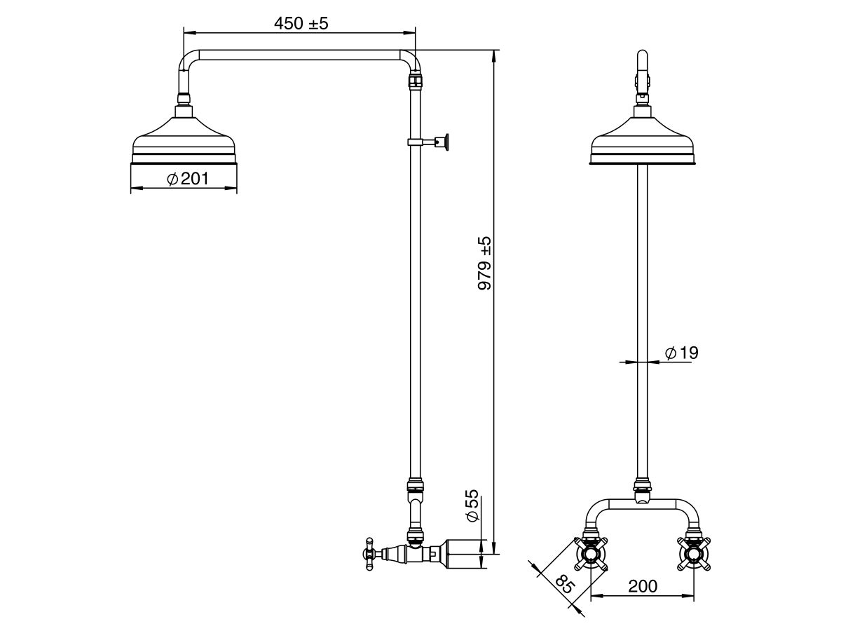 Milli Monument Edit Exposed Shower Set Cross Handles (3 Star)