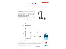 Specification Sheet - Scala Wall Sink Set Square PVD Matte Black (3 Star) Lead Free