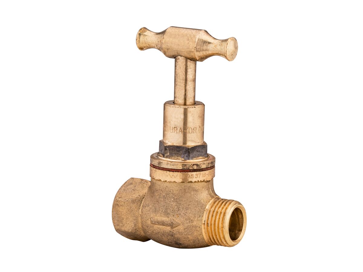 Supporting Image - Dura Stop Tap Male & Female T-Head Rough Brass 15mm Lead Free