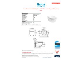 Specification Sheet - Roca Meridian In Tank Wall Hung Pan with Soft Close Seat & I Support White (4 Star)