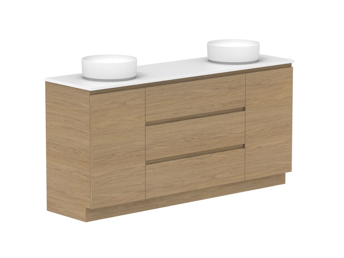 Supporting Image - Posh Domaine Plus Hamper Trio 1800 Floor Mounted Double Bowl 20mm Top