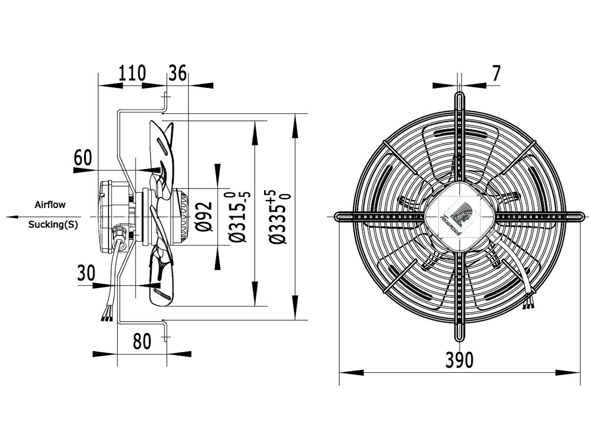 Tecumseh 315mm 1Ph Fan Motor Assembly 7552110