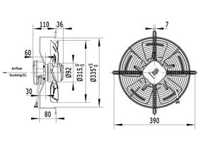 Tecumseh 315mm 1Ph Fan Motor Assembly 7552110