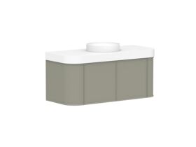Supporting Image 2 - Kado Era Double Curve All Door 1200mm Wall Hung Vanity Centre Basin 90mm Durasein Top Wolfram Green