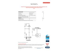 Specification Sheet - Sussex Pure Progressive Column Shower Mixer System 180mm Handshower with Linear Textured Handles Chrome (3 Star) Lead Free