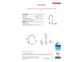 Specification Sheet - Sussex Scala Hob Sink Set Curved LUX PVD Brushed Platinum Gold (3 Star)