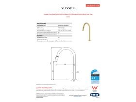 Specification Sheet - Sussex Pure Sink Outlet Pull Out Spray PVD Brushed Gold (4 Star) Lead Free