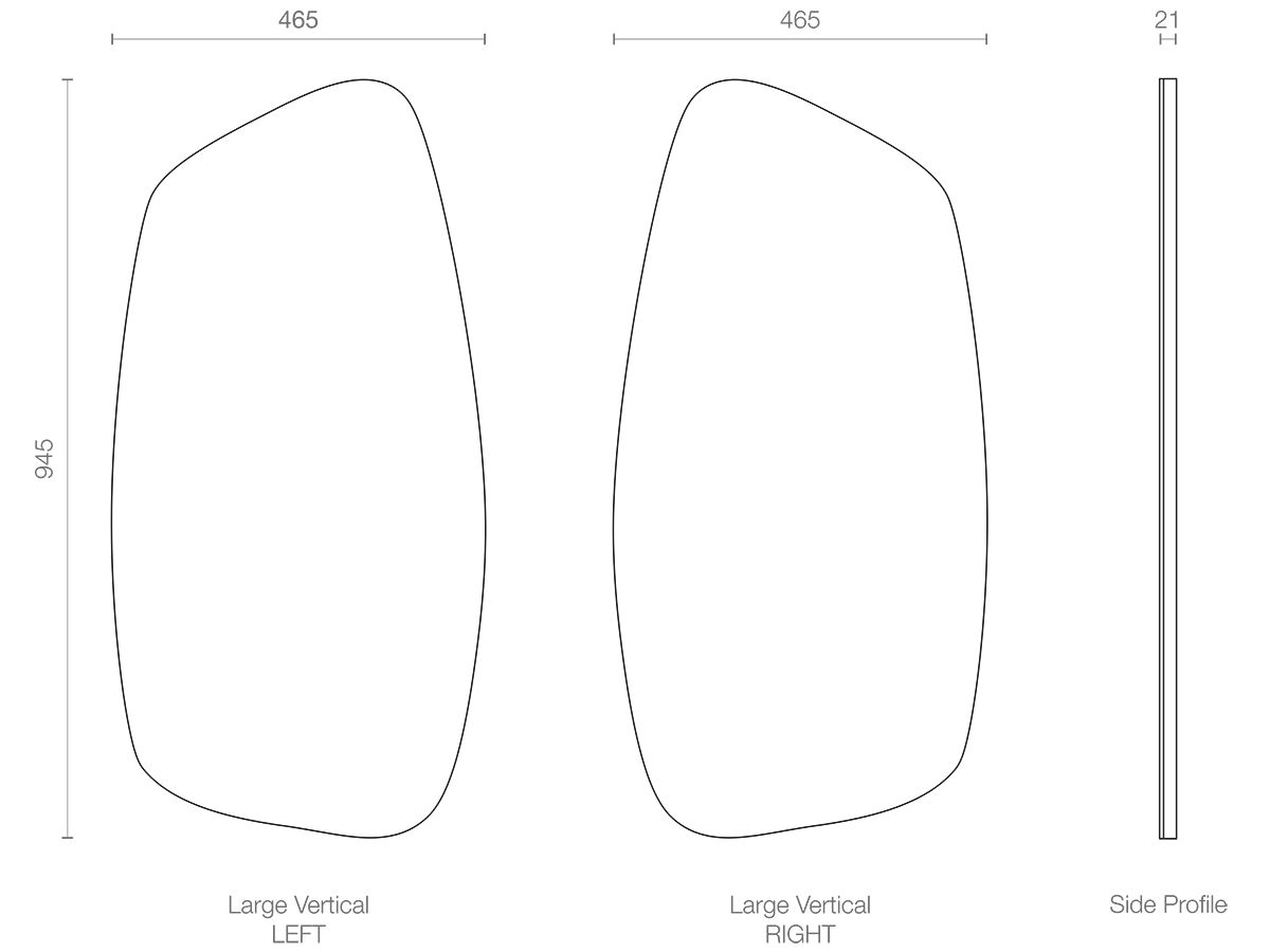 ISSY Glide Large Vertical Mirror Right 945mm (H) x 465mm (W)