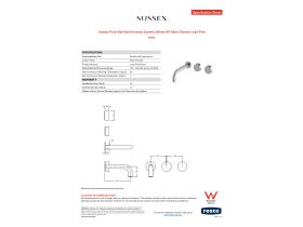Specification Sheet - Sussex Pure Wall Bath Hostess System 200mm EP Satin Chrome Lead Free