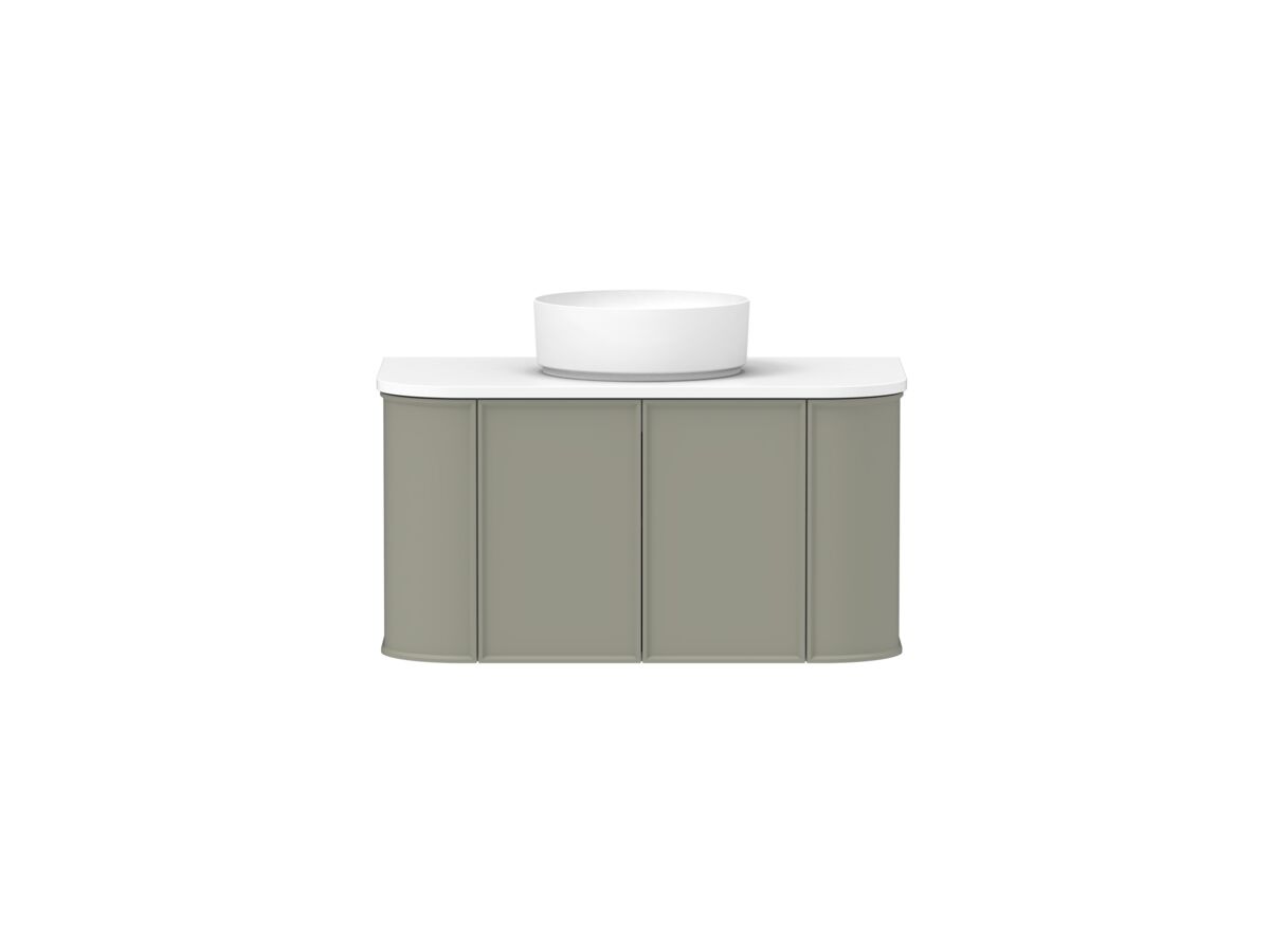 Supporting Image - Kado Era Double Curve All Door 900mm Wall Hung Vanity with Centre Basin 20mm Top Wolfram Green
