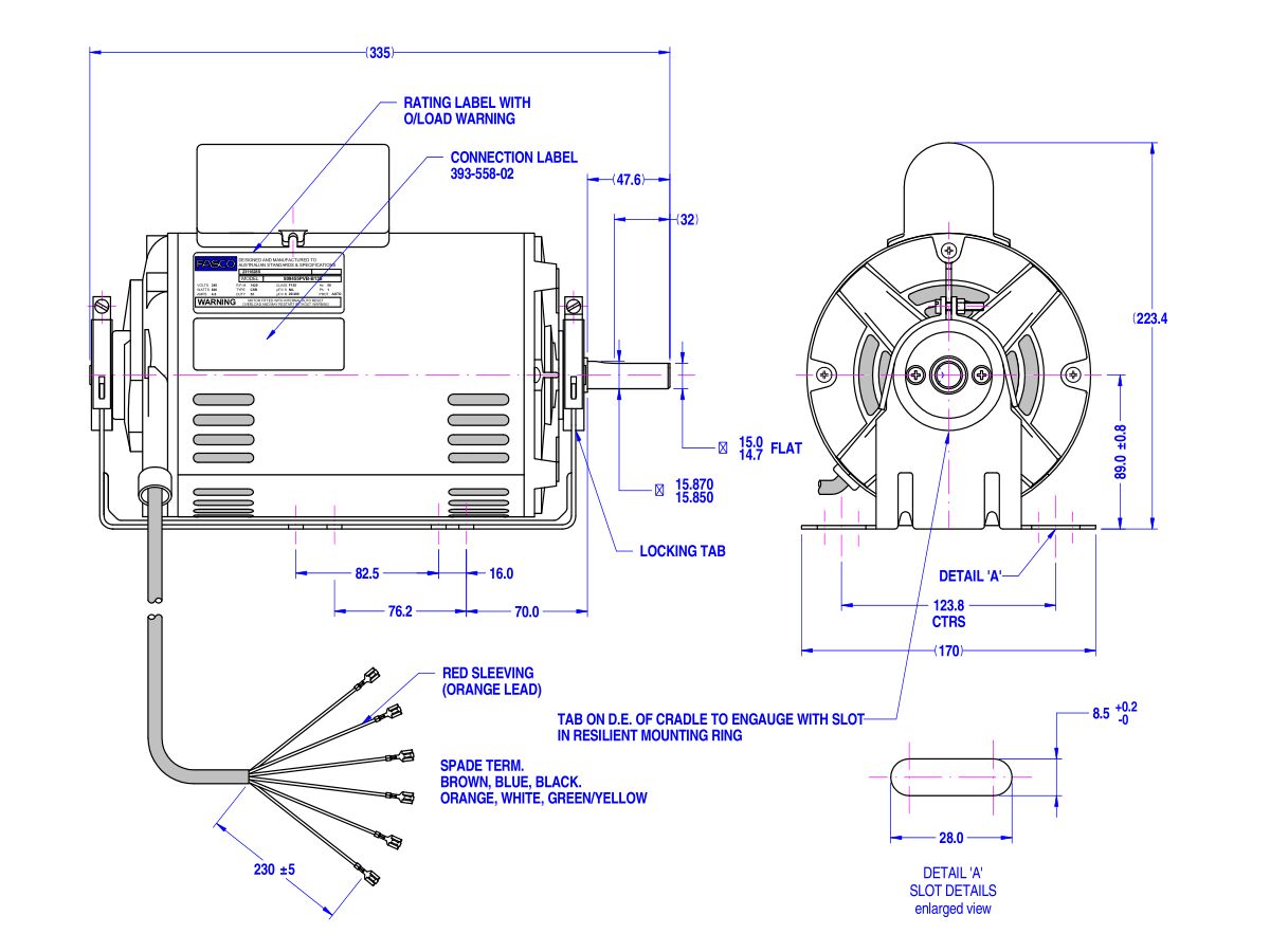 Fasco Fan Motor 240V 600W 809455PVB-B13S