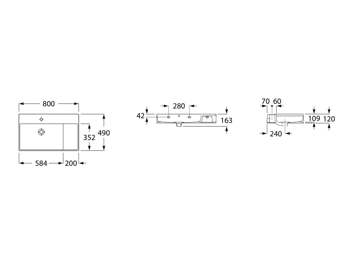 Inspira Wall Basin 800x490 White