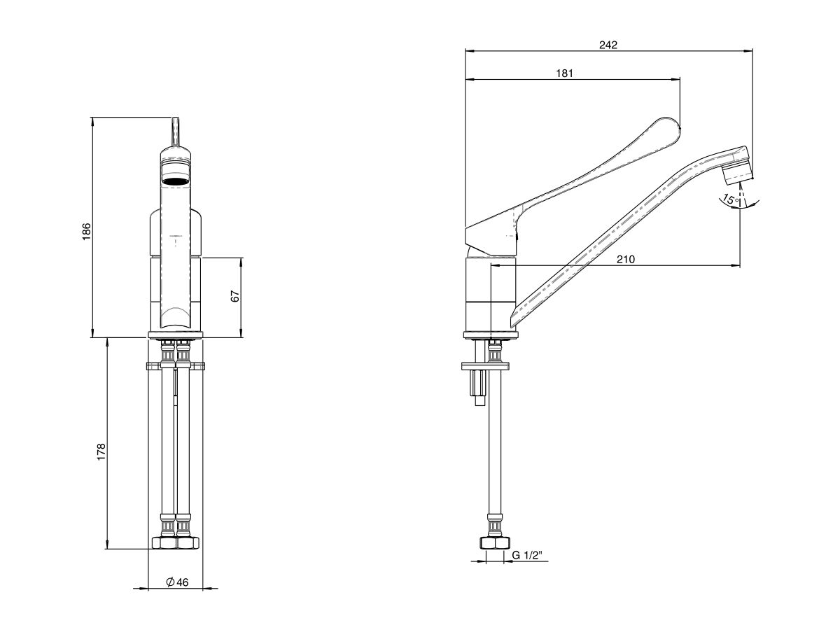 Posh Solus MK3 Sink Mixer Extended Lever 200mm Chrome (4 Star)