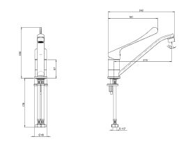 Posh Solus MK3 Sink Mixer Extended Lever 200mm Chrome (4 Star)