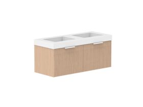 Supporting Image - Kado Neue Fluted Square 1200mm Wall Hung Vanity with Double Basin 90mm Top Blonde Oak