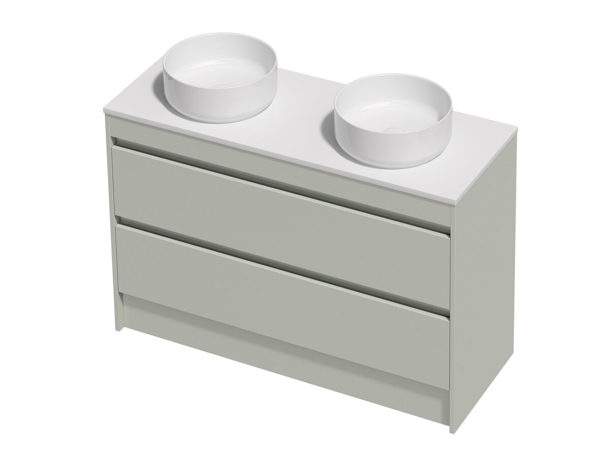 Posh Domaine Twin 1200 Double Bowl 2 Drawer Floor Standing Colour Cherry Pie Basin not included
