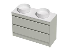 Posh Domaine Twin 1200 Double Bowl 2 Drawer Floor Standing Colour Cherry Pie Basin not included
