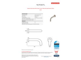 Specification Sheet - Sussex Scala 25mm Wall Outlet Curved 160mm Brushed Nickel (3 Star)