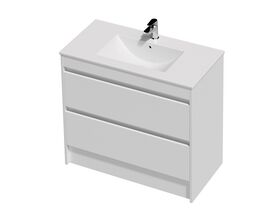 Posh Domaine Twin 900 2 Drawer Floor Standing White Console Top Gloss White