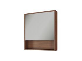 Supporting Image - Kado Aspect 750mm Mirror Cabinet Two Doors with Shelf - Florentine Walnut Side