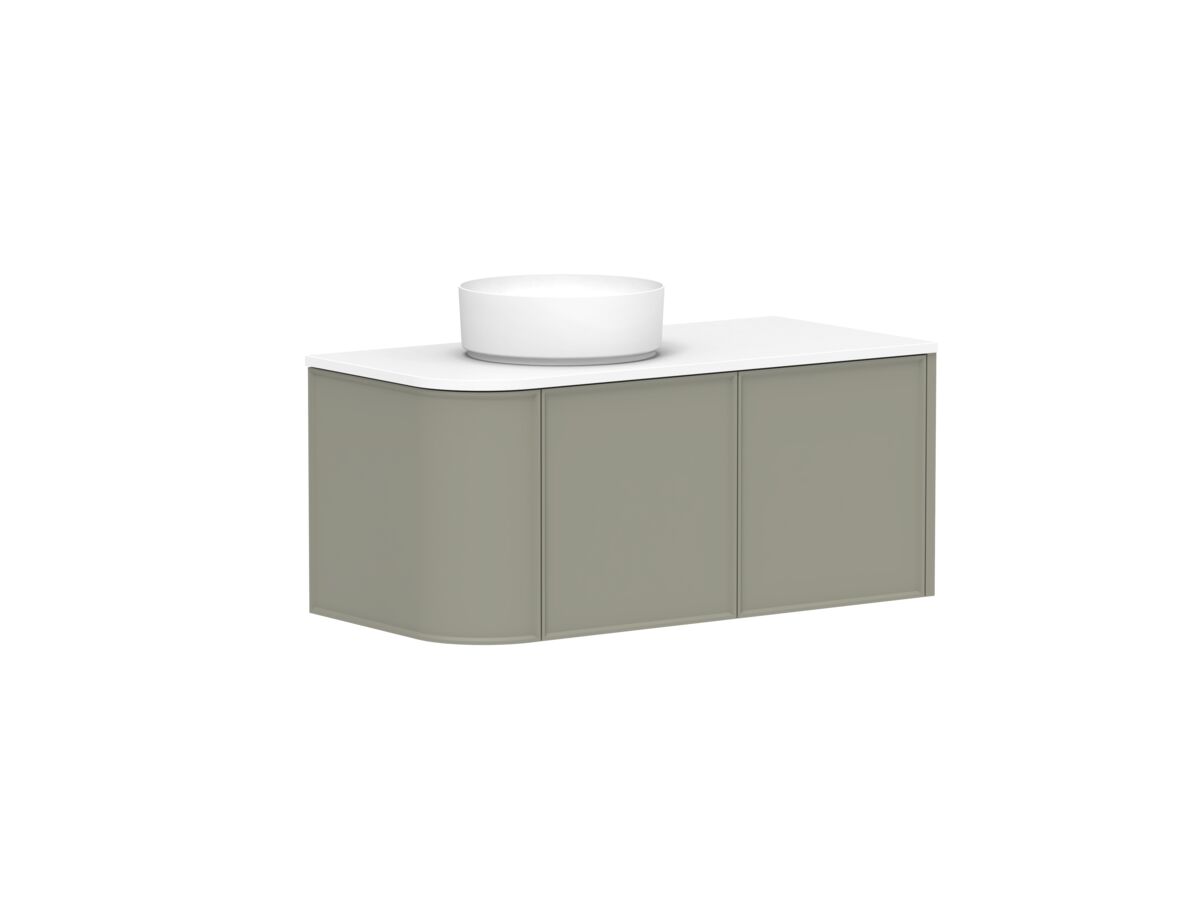 Supporting Image - Kado Era Single Curve All Door 1050mm Wall Hung Vanity with Left Hand Basin 20mm Top Wolfram Green
