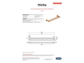 Specification Sheet - Mizu Silk Double Towel Rail 750mm Brushed Bronze