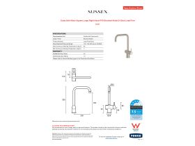 Specification Sheet - Scala Sink Mixer Square Large Right Hand PVD Brushed Nickel (4 Star) Lead Free