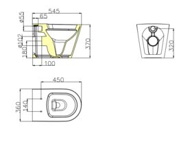 Kado Lux Back To Wall Pan with Soft Close Quick Release Seat Thin White (4 Star)