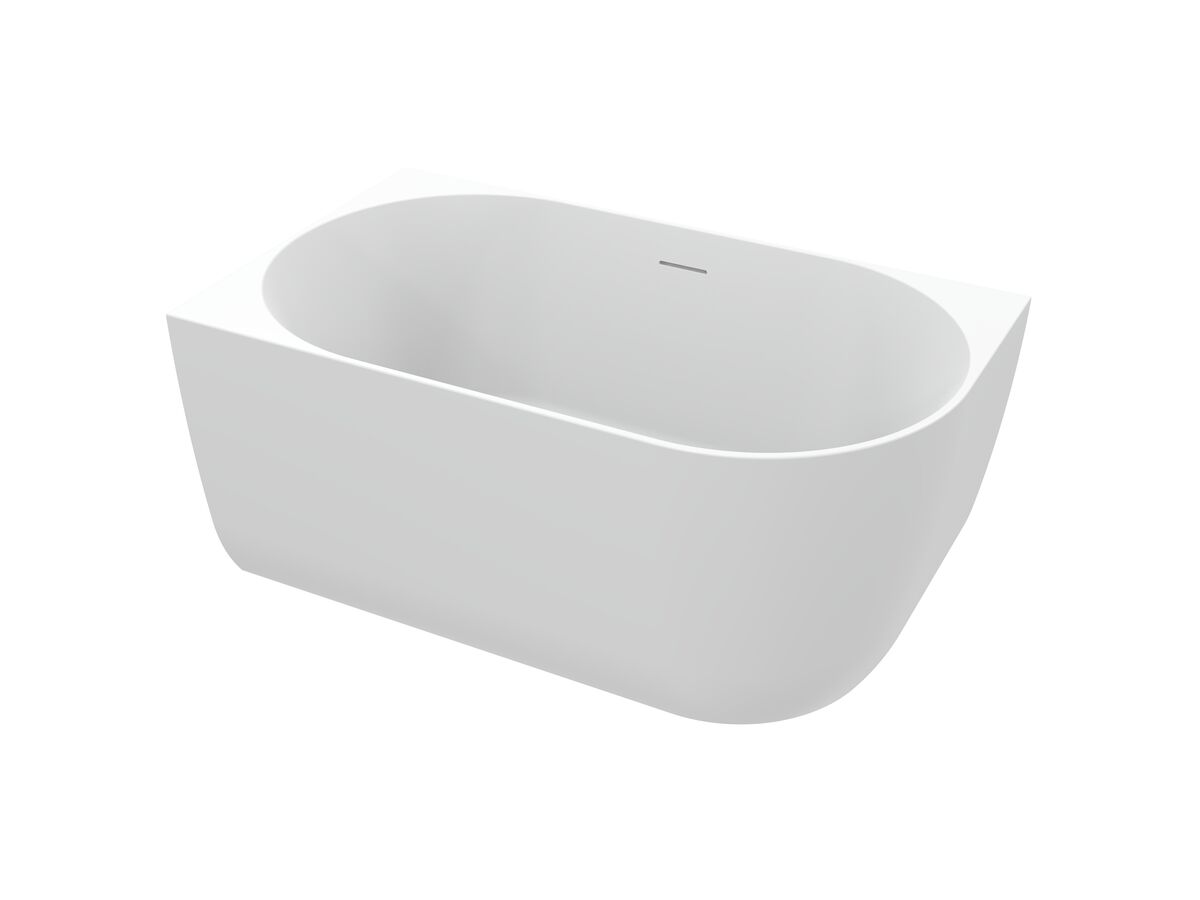 Supporting Image 2 - Posh Solus Back to Corner Freestanding Bath 1300mm Left Corner with Overflow Matte White - Perspective View