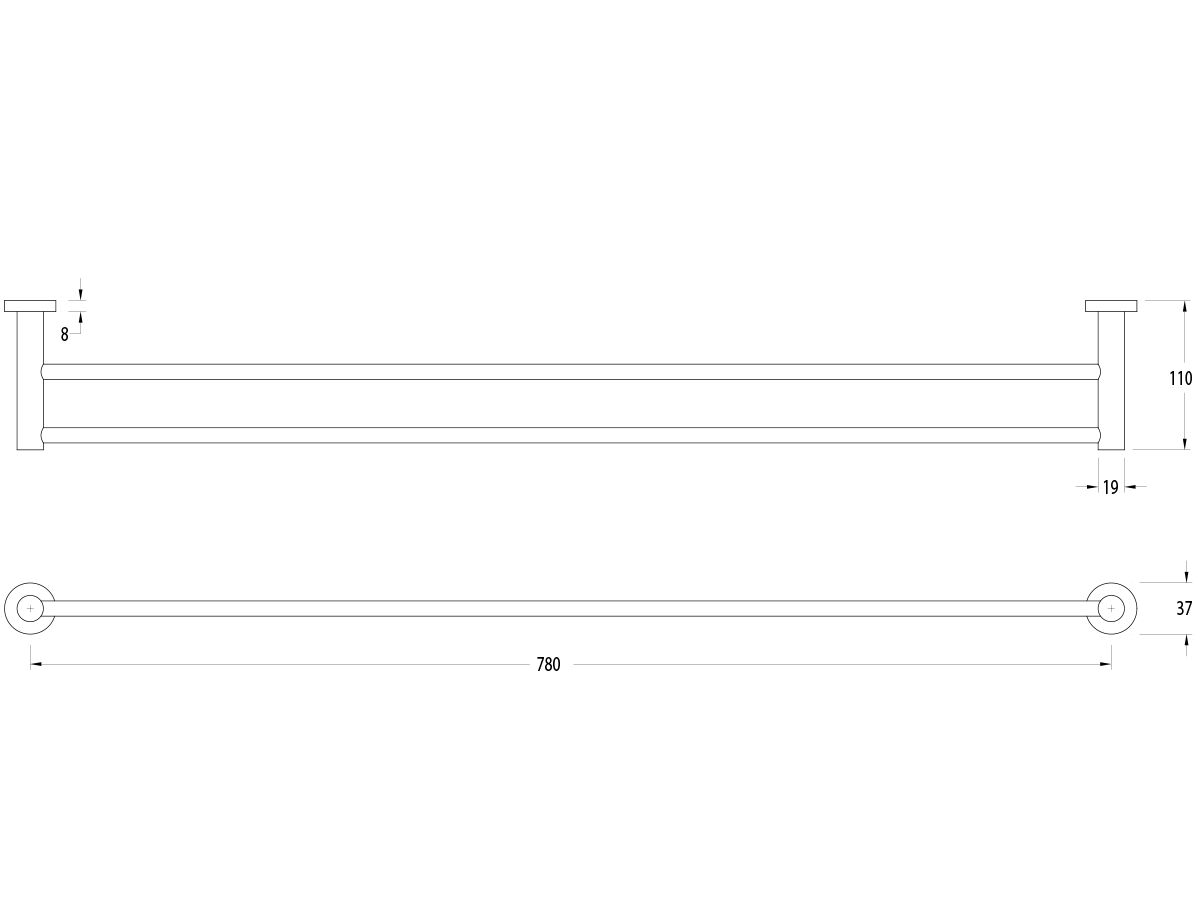 Sussex Pure Double Towel Rail 780mm