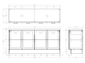 Technical Drawing - Kado Lux All Door 1800mm Double Bowl Floor Mount 50mm Top