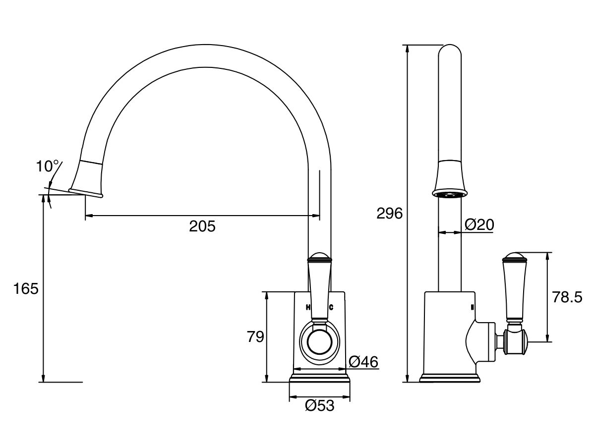Posh Canterbury Sink Mxer Tap Porcelain Lever
