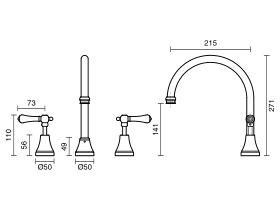 Kado Era Hob Sink Set Porcelain Lever Handle