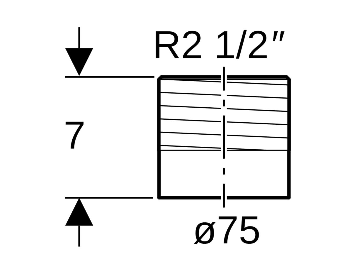 Geberit Adaptor 75mm x 50mm x 1/2" Male