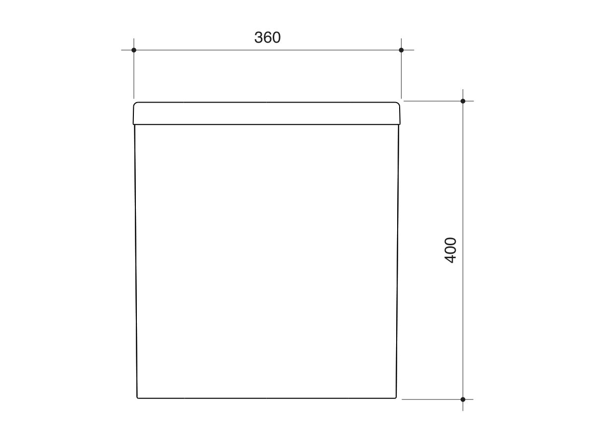 Technical Drawing - Caroma Forma II Cleanflush Close Coupled Back to Wall Bottom Inlet Cistern (4 Star)