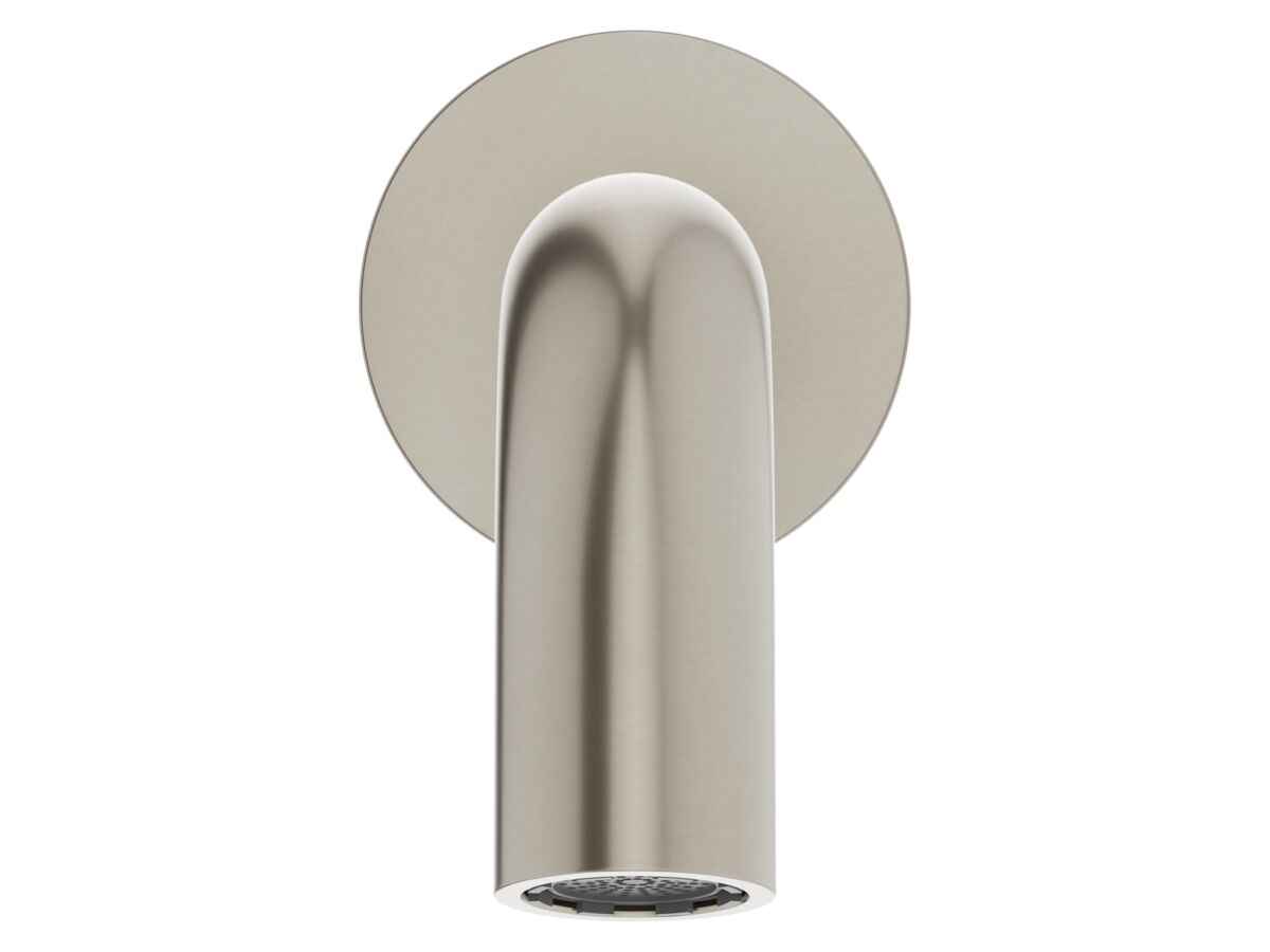 Supporting Image 2 - Mizu Drift Wall Basin/Bath Outlet Curve Spout 250mm Brushed Nickel (6 Star) Lead Free - Front