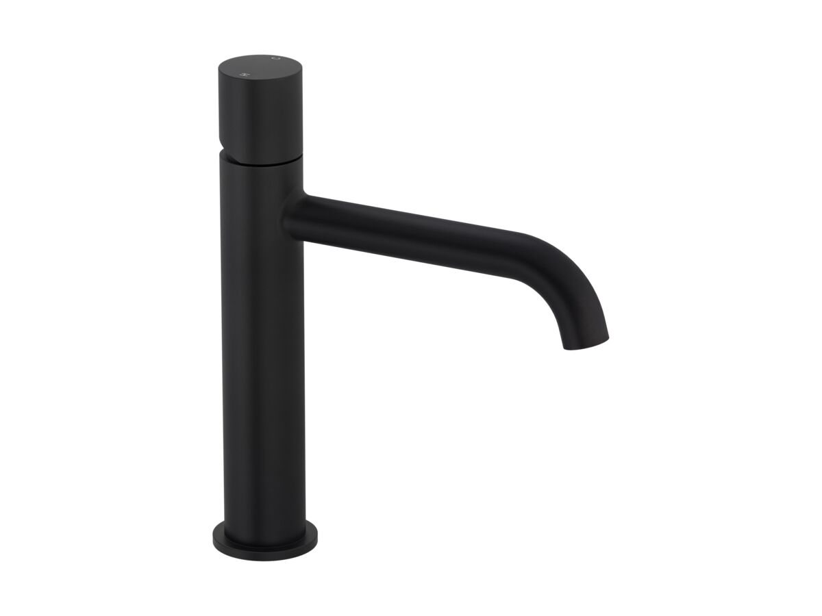 Hero - Mizu Drift Dial Medium Height Basin Mixer Tap Curved Spout Matte Black (6 Star) Lead Free