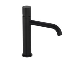 Hero - Mizu Drift Dial Medium Height Basin Mixer Tap Curved Spout Matte Black (6 Star) Lead Free