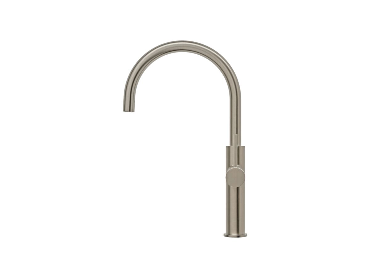 Mizu Drift Gooseneck Sink Mixer Curve Brushed Nickel (5 Star)