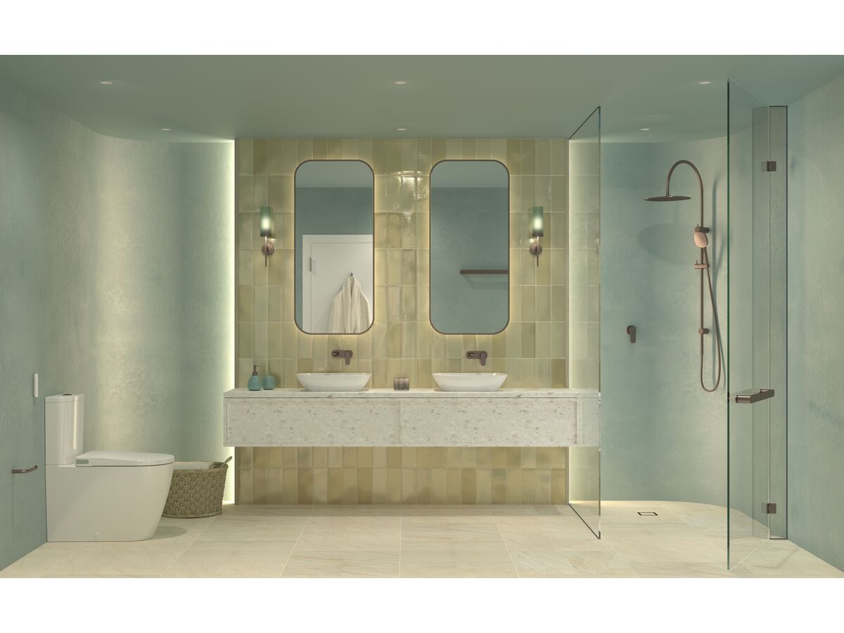 In Situ - Caroma Forma II Bidet Cleanflush Close Coupled Back to Wall Overheight Toilet Suite Gloss White (4 Star) - Full Bathroom
