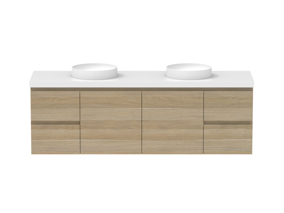 Hero - Posh Domaine 1800mm Wall Hung Vanity Unit Conventional Double Bowl 50mm Top