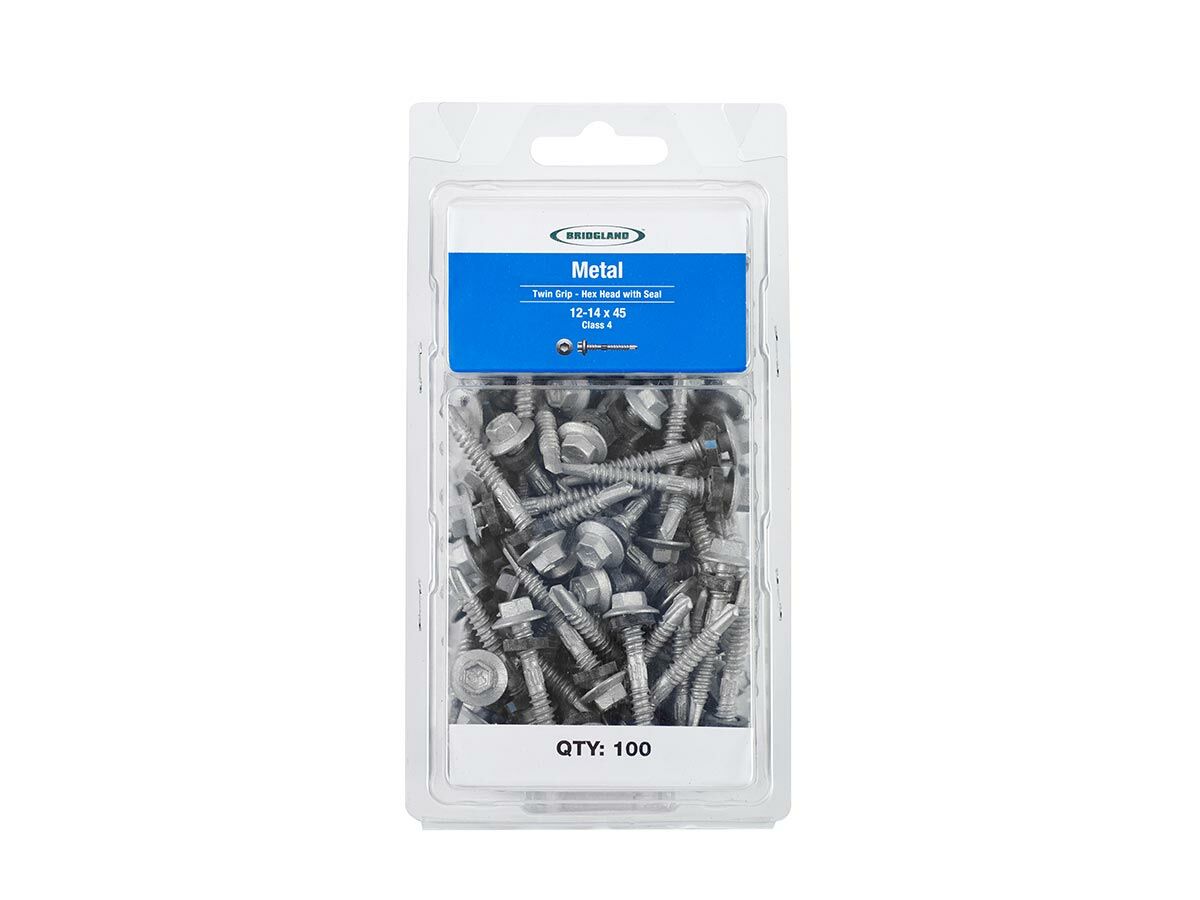 Bridgland Hexagonal Head T/Grip Metal Class 4 12-14 x 45mm (100)